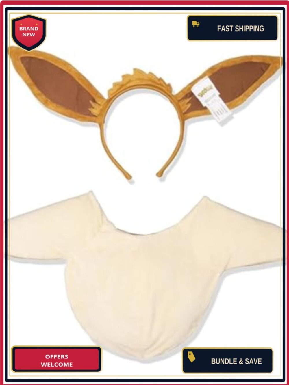 Eevee Pokemon Adult Costume Kit with Headband Ears and Tail - Picture 5 of 6